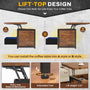 Sikaic Coffee Table 40 Inches 4 in 1 Lift Top Coffee Table with Storage Cabinet 2 Fabric Drawers & LED Light for Dining Room Brown