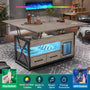 Sikaic Coffee Table 40 Inches 4 in 1 Lift Top Coffee Table with Storage Cabinet 2 Fabric Drawers & LED Light for Dining Room Grey