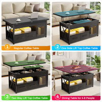 Sikaic Coffee Table 40 Inches 4 in 1 Lift Top Coffee Table with Storage Cabinet 2 Fabric Drawers & LED Light for Dining Room Black