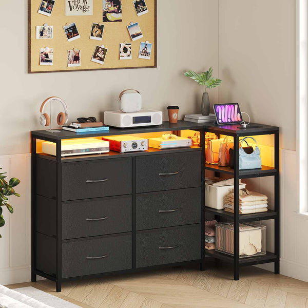 Corner L Shaped LED TV Stand Convertible Dresser Black Corner L Shaped LED TV Stand Convertible Dresser Black