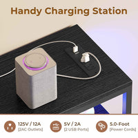 Sikaic TV Stands Corner L Shaped LED TV Stand Convertible Dresser with Charging Station and Open Shelf & PU Finish Drawers for Living Room Black