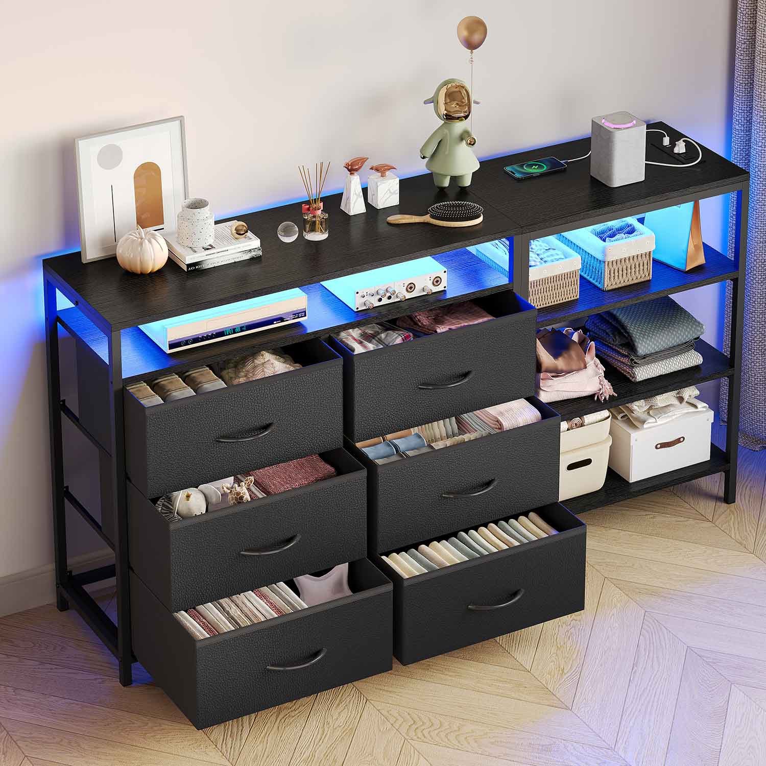 Corner L Shaped LED TV Stand Convertible Dresser Black Corner L Shaped LED TV Stand Convertible Dresser Black