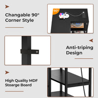 Sikaic TV Stands Corner L Shaped LED TV Stand Convertible Dresser with Charging Station and Open Shelf & PU Finish Drawers for Living Room Black