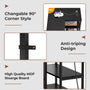 Sikaic TV Stands Corner L Shaped LED TV Stand Convertible Dresser with Charging Station and Open Shelf & PU Finish Drawers for Living Room Black