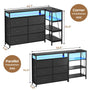 Sikaic TV Stands Corner L Shaped LED TV Stand Convertible Dresser with Charging Station and Open Shelf & PU Finish Drawers for Living Room Black