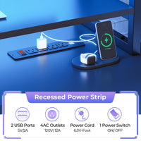 Sikaic Gaming Desk 74.8 Inches Large PC Ergonomic Gaming Desk with LED Lights Hutch and Storage Shelves Monitor Stand Black