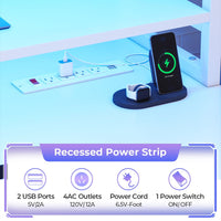 Sikaic Gaming Desk 74.8 Inches Large PC Ergonomic Gaming Desk with LED Lights Hutch and Storage Shelves Monitor Stand White