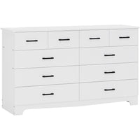 Sikaic Dresser 55.1 Inches 10 Drawers Modern Long Dresser with Power Outlets and Ample Storage Organizer for Bedroom White