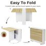 Sikaic Dining Table Folding Dining Table with Storage Shelves and 6 Casters White