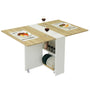 Sikaic Dining Table Folding Dining Table with Storage Shelves and 6 Casters White