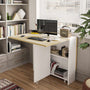 Sikaic Dining Table Folding Dining Table with Storage Shelves and 6 Casters White