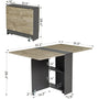 Sikaic Dining Table Folding Dining Table with 6 Wheels and 2-Layer Storage Shelf Chestnut and Grey