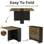 Sikaic Dining Table Folding Dining Table with 6 Wheels and 2-Layer Storage Shelf Rustic Brown and Black