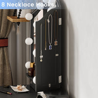 Sikaic Makeup Vanity Makeup Vanity Set with Lighted Mirror Stool Drawers and Cushioned Stool Black