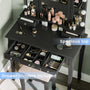 Sikaic Makeup Vanity Makeup Vanity Set with Lighted Mirror Stool Drawers and Cushioned Stool Black