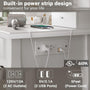 Sikaic Makeup Vanity Makeup Vanity Set with Stool and Lights Charging Station Tri-Fold Mirror & Necklace Hooks White