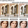 Sikaic Makeup Vanity Makeup Vanity Set with Stool and Lights Charging Station Tri-Fold Mirror & Necklace Hooks White
