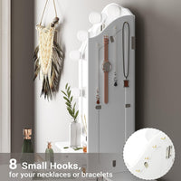 Sikaic Makeup Vanity Makeup Vanity Set with Stool and Lights Charging Station Tri-Fold Mirror & Necklace Hooks White