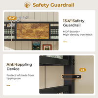 Sikaic Bed Frame Metal Loft Bed Frame Twin Size with L-Shaped Desk LED Lights Charging Station Drawers & Shelve Black