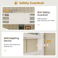 Sikaic Bed Frame Metal Loft Bed Frame Twin Size with L-Shaped Desk LED Lights Charging Station Drawers & Shelve White