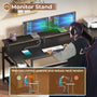 Sikaic Gaming Desk 59 Inches Reversible Gaming Desk with LED Lights & Power Outlet File Drawers and Storage Black