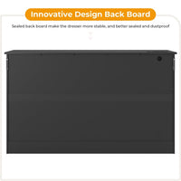 Sikaic Dresser 55.1 Inches 10 Drawers Modern Long Dresser with Power Outlets and Ample Storage Organizer for Bedroom Black