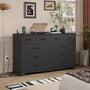 Sikaic Dresser 55.1 Inches 10 Drawers Modern Long Dresser with Power Outlets and Ample Storage Organizer for Bedroom Black