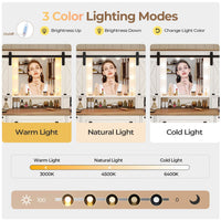 Sikaic Makeup Vanity Farmhouse Makeup Vanity Desk Mirror with Sliding Barn Door 3 Lighting Modes Adjustable and Charging Station White