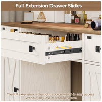 Sikaic Makeup Vanity Farmhouse Makeup Vanity Desk Mirror with Sliding Barn Door 3 Lighting Modes Adjustable and Charging Station White