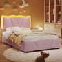 Sikaic Bed Frame Upholstered Platform Led Bed Frame with USB Ports Drawers Pink