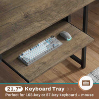 Sikaic Gaming Desk L Shaped Reversible Gaming Desk With Power Outlets Keyboard Tray Walnut Brown