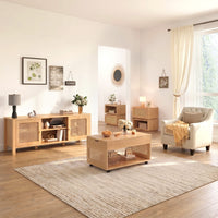 Sikaic 4-Piece Set 4-Piece Sikaic Boho Rattan Living Room Set Natural Natural / TV Stand + Coffee Table + 2 Side Tables
