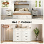 Sikaic 4-Piece Set Farmhouse Full Murphy Bed Set with Trifold Mattress & Nightstand Rustic White Rustic White / Engineered Wood/High Density Foam / Full