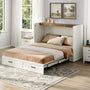 Sikaic 4-Piece Set Farmhouse Full Murphy Bed Set with Trifold Mattress & Nightstand Rustic White Rustic White / Engineered Wood/High Density Foam / Full