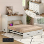 Sikaic 4-Piece Set Farmhouse Queen Murphy Bed Set with Trifold Mattress & Nightstand Rustic White Rustic White / Engineered Wood/High Density Foam / Queen