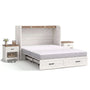 Sikaic 4-Piece Set Farmhouse Queen Murphy Bed Set with Trifold Mattress & Nightstand Rustic White Rustic White / Engineered Wood/High Density Foam / Queen