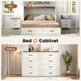 Sikaic 4-Piece Set Farmhouse Queen Murphy Bed Set with Trifold Mattress & Nightstand Rustic White Rustic White / Engineered Wood/High Density Foam / Queen