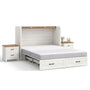 Sikaic 4-Piece Set Farmhouse Queen Murphy Bed Set with Trifold Mattress & Nightstand Rustic White Rustic White / Engineered Wood/High Density Foam / Queen