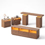 Sikaic 4-Piece Set Sikaic 4-Piece Smart Home Furniture Set with LED Lighting and Storage Walnut Walnut / Engineered Wood & Glass / Modern