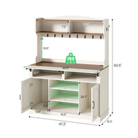 Sikaic 47.2 inch Bakers Rack with Storage and Drop Leaf,  White