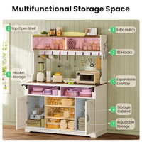 Sikaic 47.2 inch Bakers Rack with Storage and Drop Leaf,  White