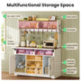 Sikaic 47.2 inch Bakers Rack with Storage and Drop Leaf,  White