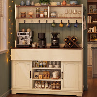 Sikaic 47.2 inch Bakers Rack with Storage and Drop Leaf,  White