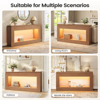 Sikaic 5-Piece Set Sikaic Modern 5-Piece LED Glass Furniture Set – Walnut Finish Brown/Walnut / Engineered Wood/Glass / Modern