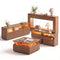 Sikaic 5-Piece Set Sikaic Modern 5-Piece LED Glass Furniture Set – Walnut Finish Brown/Walnut / Engineered Wood/Glass / Modern