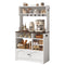 Sikaic Bakers Rack 31.5 inch Farmhouse Bakers Rack with Power Outlet & Storage White White / Engineered Wood / Farmhouse