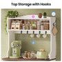 Sikaic Bakers Rack 31.5 inch Farmhouse Bakers Rack with Power Outlet & Storage White White / Engineered Wood / Farmhouse