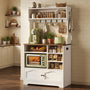 Sikaic Bakers Rack 31.5 inch Farmhouse Bakers Rack with Power Outlet & Storage White White / Engineered Wood / Farmhouse