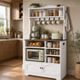 Sikaic Bakers Rack 31.5 inch Farmhouse Bakers Rack with Power Outlet & Storage White White / Engineered Wood / Farmhouse