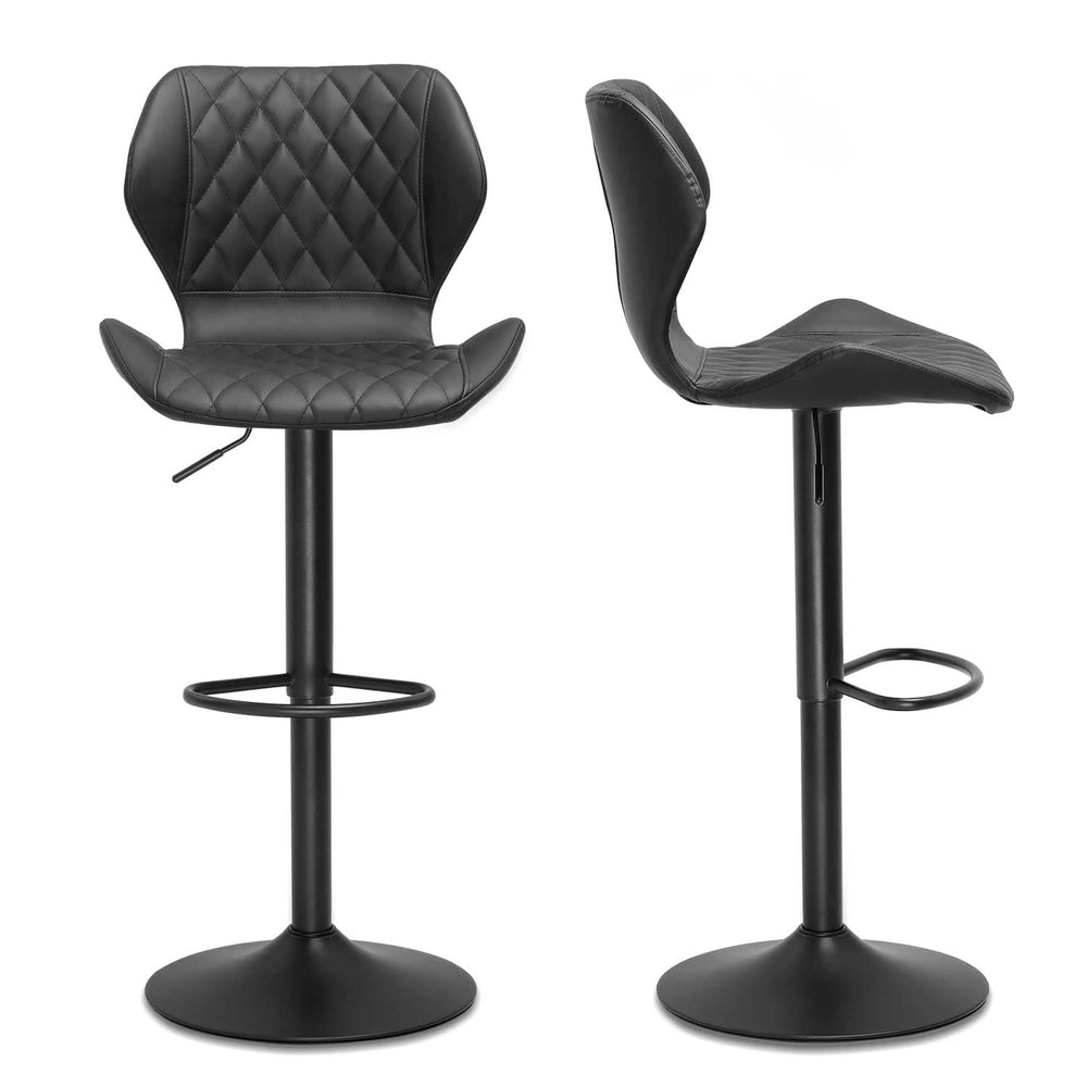 Sikaic Bar Chair 2Pcs Adjustable Height Swivel Leather Bar Chairs Black Black / Retro / Leather